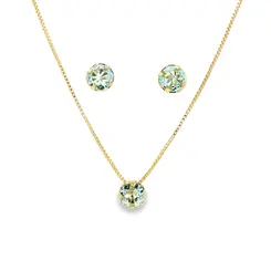 Conjunto Folheado a Ouro 18k Redondo Caixa Alta com Garras