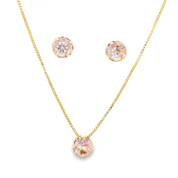 Conjunto Folheado a Ouro 18k Redondo Caixa Alta com Garras