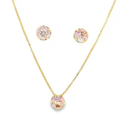 Conjunto Folheado a Ouro 18k Redondo Caixa Alta com Garras
