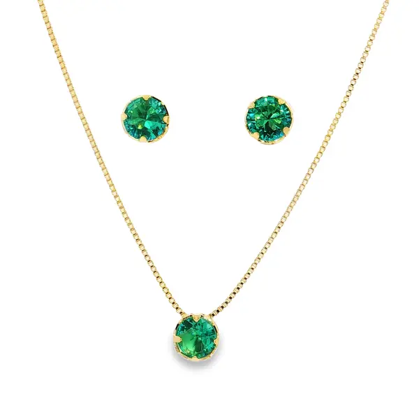 Conjunto Folheado a Ouro 18k Redondo Caixa Alta com Garras