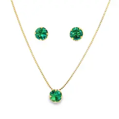Conjunto Folheado a Ouro 18k Redondo Caixa Alta com Garras