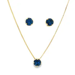 Conjunto Folheado a Ouro 18k Redondo Caixa Alta com Garras