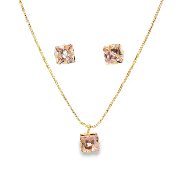 Conjunto Folheado a Ouro 18k Carre Caixa Alta com Garras