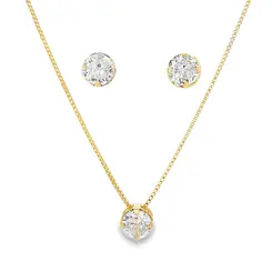 Conjunto Folheado a Ouro 18k Redondo Caixa Alta com Garras