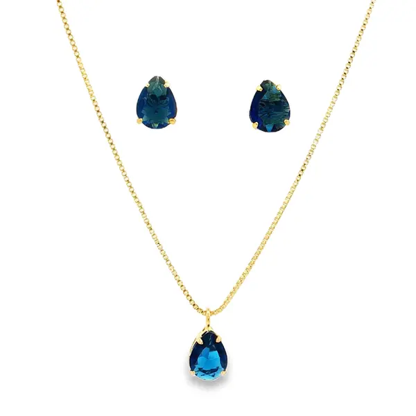 Conjunto Folheado a Ouro 18k Gota Caixa Alta com Garras