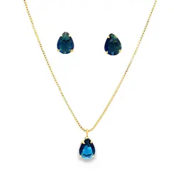 Conjunto Folheado a Ouro 18k Gota Caixa Alta com Garras