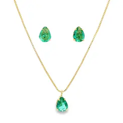 Conjunto Folheado a Ouro 18k Gota Caixa Alta com Garras
