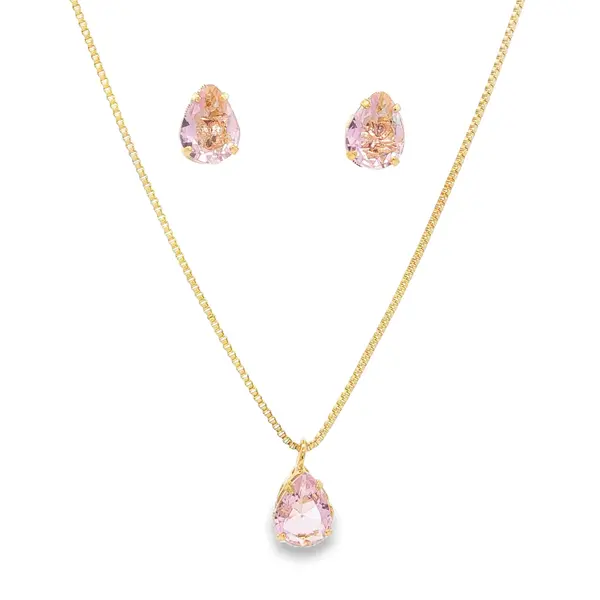Conjunto Folheado a Ouro 18k Gota Caixa Alta com Garras