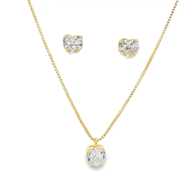 Conjunto Folheado a Ouro 18k Coração Caixa Alta com Garras
