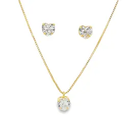 Conjunto Folheado a Ouro 18k Coração Caixa Alta com Garras