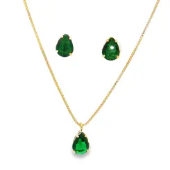 Conjunto Folheado a Ouro 18k Gota Caixa Alta com Garras