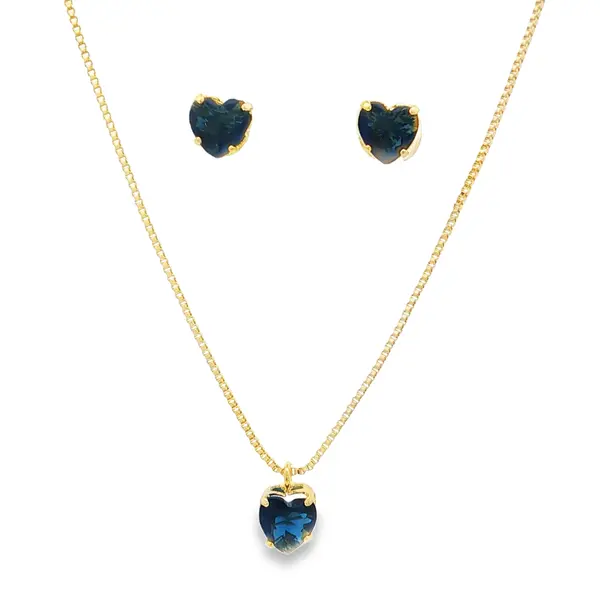Conjunto Folheado a Ouro 18k Coração Caixa Alta com Garras