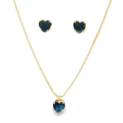 Conjunto Folheado a Ouro 18k Coração Caixa Alta com Garras