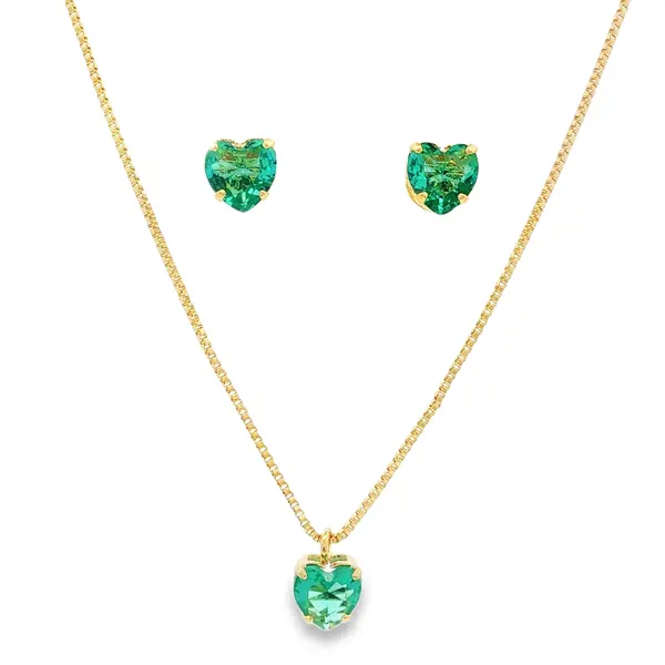 Conjunto Folheado a Ouro 18k Coração Caixa Alta com Garras