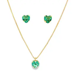 Conjunto Folheado a Ouro 18k Coração Caixa Alta com Garras