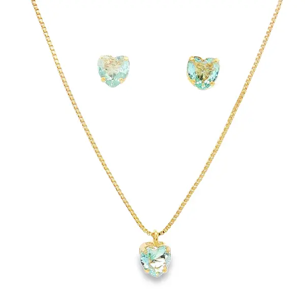 Conjunto Folheado a Ouro 18k Coração Caixa Alta com Garras