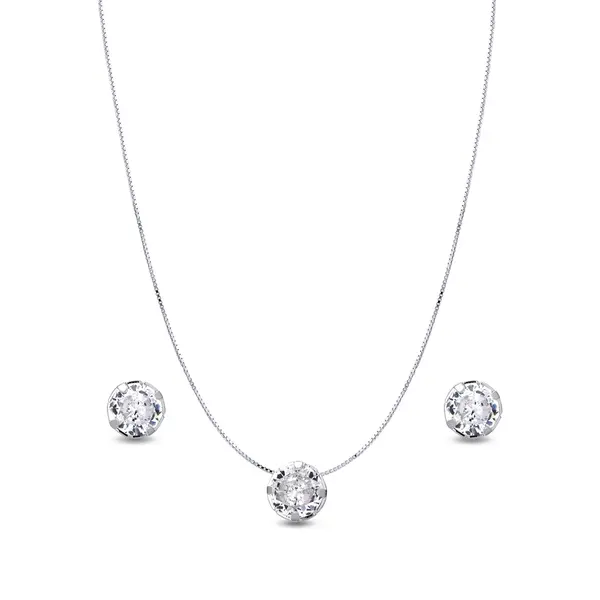 Conjunto Prata leve Redondo Caixa Alta
