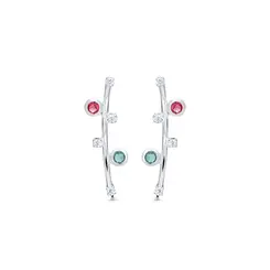 Brinco Prata Leve Aro com Zircônias Coloridas