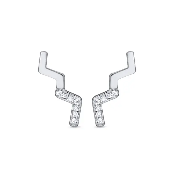 Brinco Prata Zig Zag com Zircônias