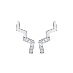 Brinco Prata Zig Zag com Zircônias