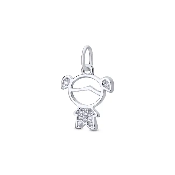 Pingente Prata Menina com Zircônias M