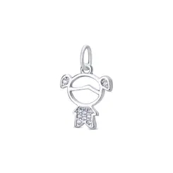 Pingente Prata Menina com Zircônias M