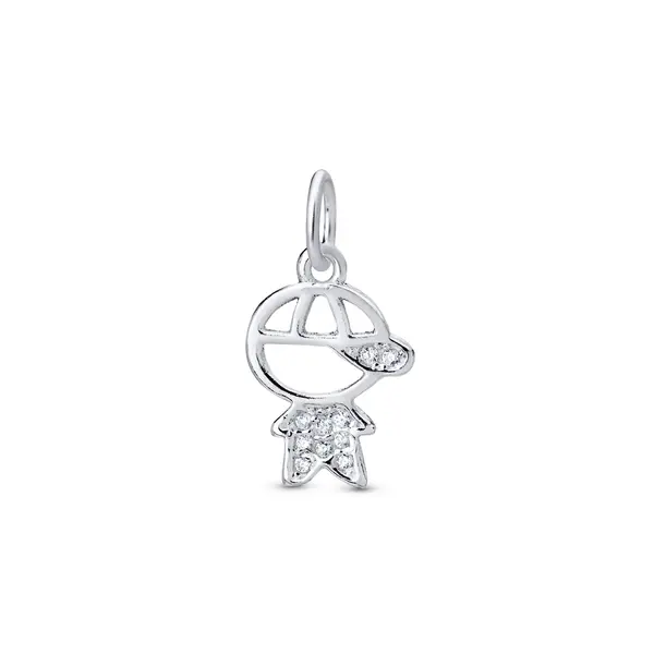 Pingente Prata Menino com Zircônias M
