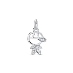 Pingente Prata Menino com Zircônias M