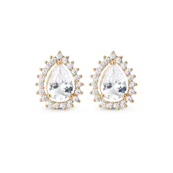 Brinco Folheado a Ouro 18k Gota Clássica com Zircônias