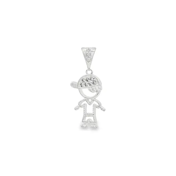 Pingente Prata Menino Boné com Zircônias