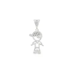 Pingente Prata Menino Boné com Zircônias