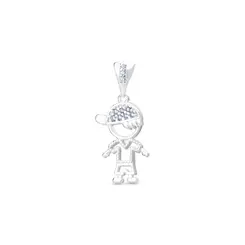Pingente Prata Menino Boné com Zircônias