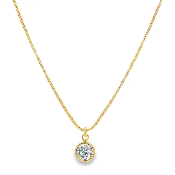 Gargantilha Folheado a Ouro 18k Ponto Luz Redondo 45cm