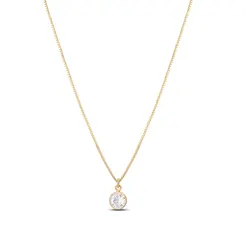 Gargantilha Folheado a Ouro 18k Ponto Luz Redondo 45cm