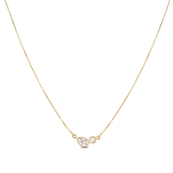 Gargantilha Folheado a Ouro 18k Gota Ponto Luz