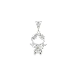 Pingente Prata Menina com Zircônias