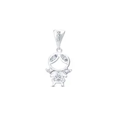 Pingente Prata Menina com Zircônias