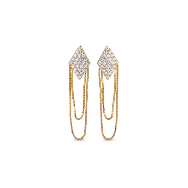 Brinco Folheado a Ouro 18k Cravejado com Veneziana