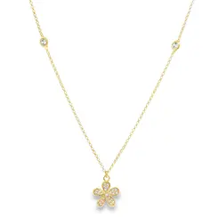Gargantilha Folheado a Ouro 18k Flor em Zircônia