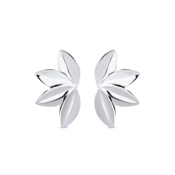 Brinco Prata Leve Meia Flor Lisa