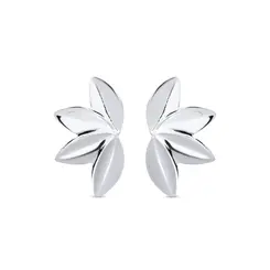 Brinco Prata Leve Meia Flor Lisa
