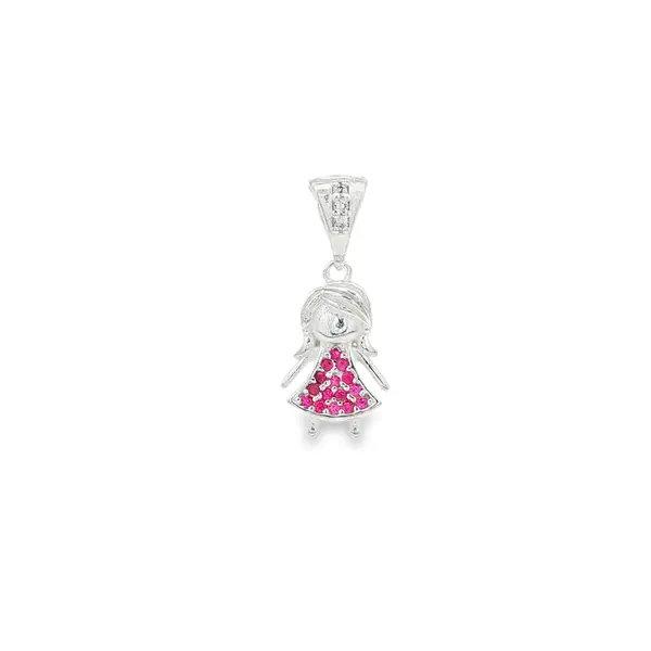 Pingente Prata Menina com Zircônias