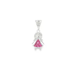 Pingente Prata Menina com Zircônias
