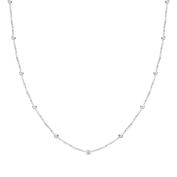 Gargantilha Prata Veneziana com Bolinha 45cm 0,6mm