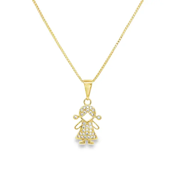 Gargantilha Folheado Ouro 18k Menina com Zircônias