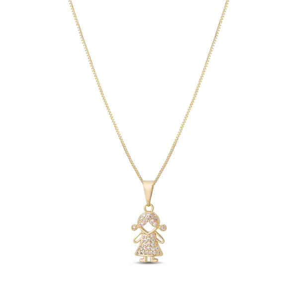 Gargantilha Folheado Ouro 18k Menina com Zircônias