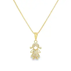 Gargantilha Folheado Ouro 18k Menina com Zircônias