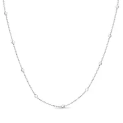Gargantilha Prata Pipoca Diamantada com Bolinha 45cm 0,8mm
