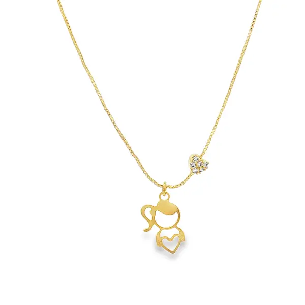 Gargantilha Folheado a Ouro 18k Menina e Coração