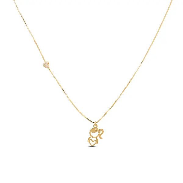 Gargantilha Folheado a Ouro 18k Menina e Coração